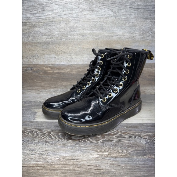 Dr. Martens Shoes - Dr Martens Womens Boots 8 Zavala Black Patent Leather Lace Up Combat
